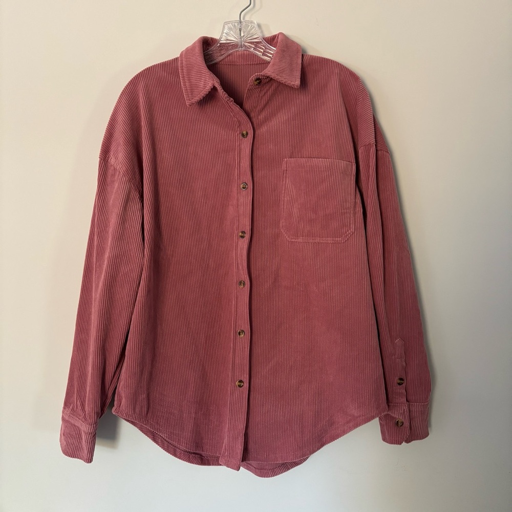 Corduroy-like Button Up Shirt